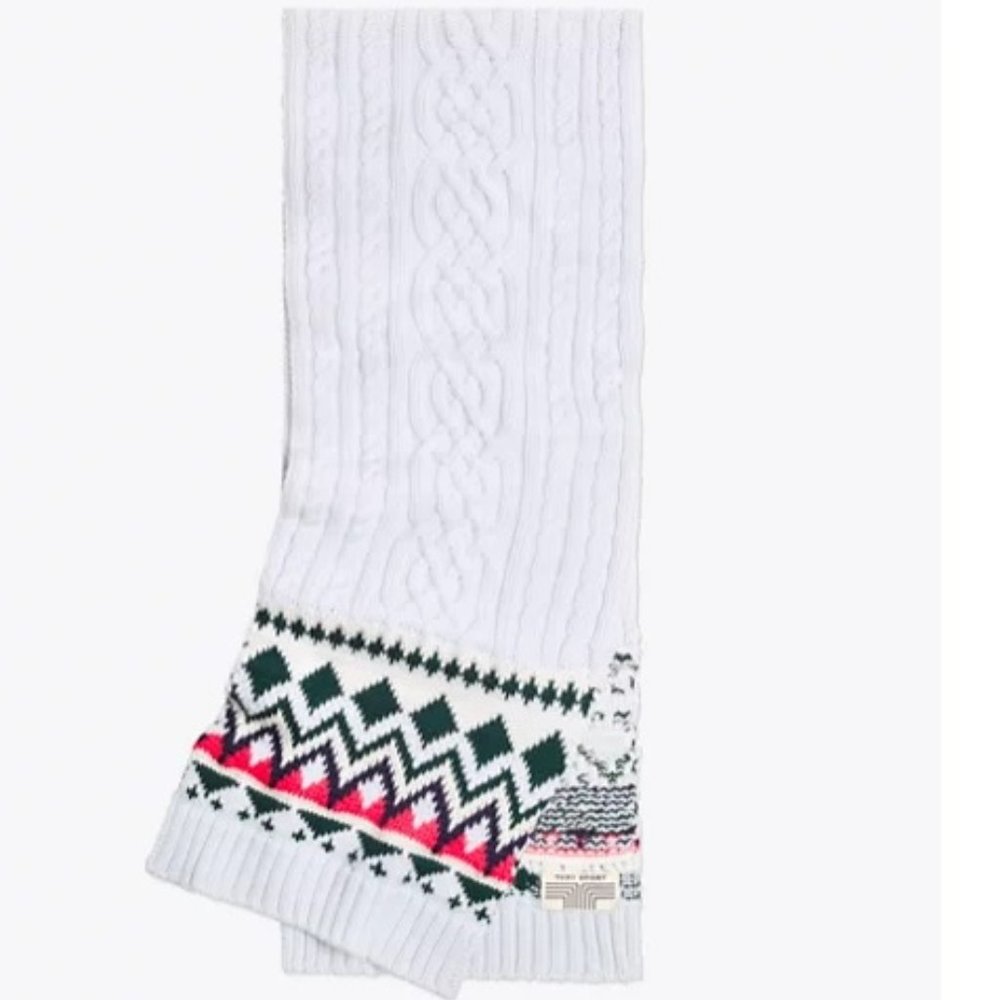 🎁TORY BURCH Performance Merino Fair Isle Scarf - Picture 2 of 9